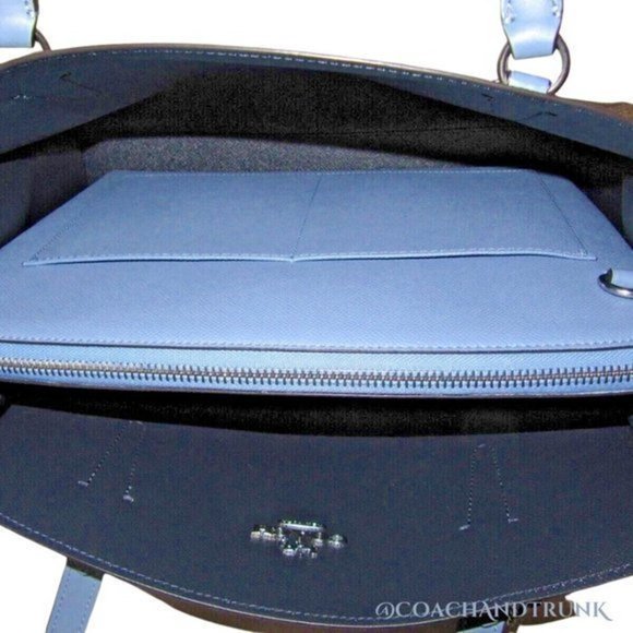 AUTHENTIC COACH Tatum Carryall In Signature Canvas Khaki and Marble Blue - Picture 4 of 9